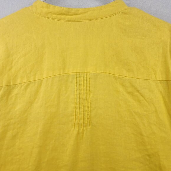 JM Collection Butter Yellow Linen Button-Up Embroidered Details Plus Size 22W - Picture 10 of 13